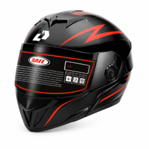 Casque Intégral SAFE Noir/Rouge – Visière Anti-rayures