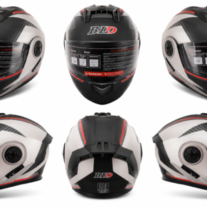 Casque Intégral BLD Noir/Gris/Rouge – Double Visière – Design Sportif