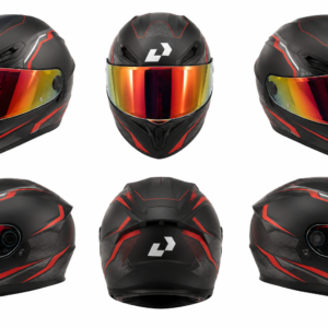 Casque Intégral SAFE Sport Noir Mat/Rouge avec Visière Iridium